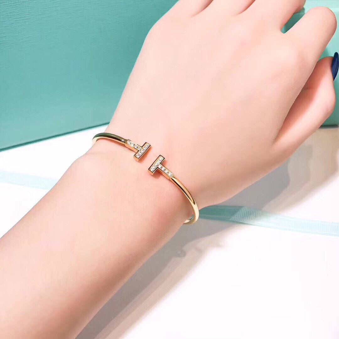 [⭐Sparkve Jewels]T BRACELET 1.8MM GOLD DIAMOND
