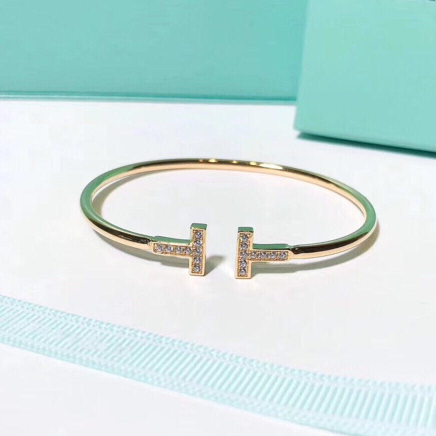 [⭐Sparkve Jewels]T BRACELET 1.8MM GOLD DIAMOND