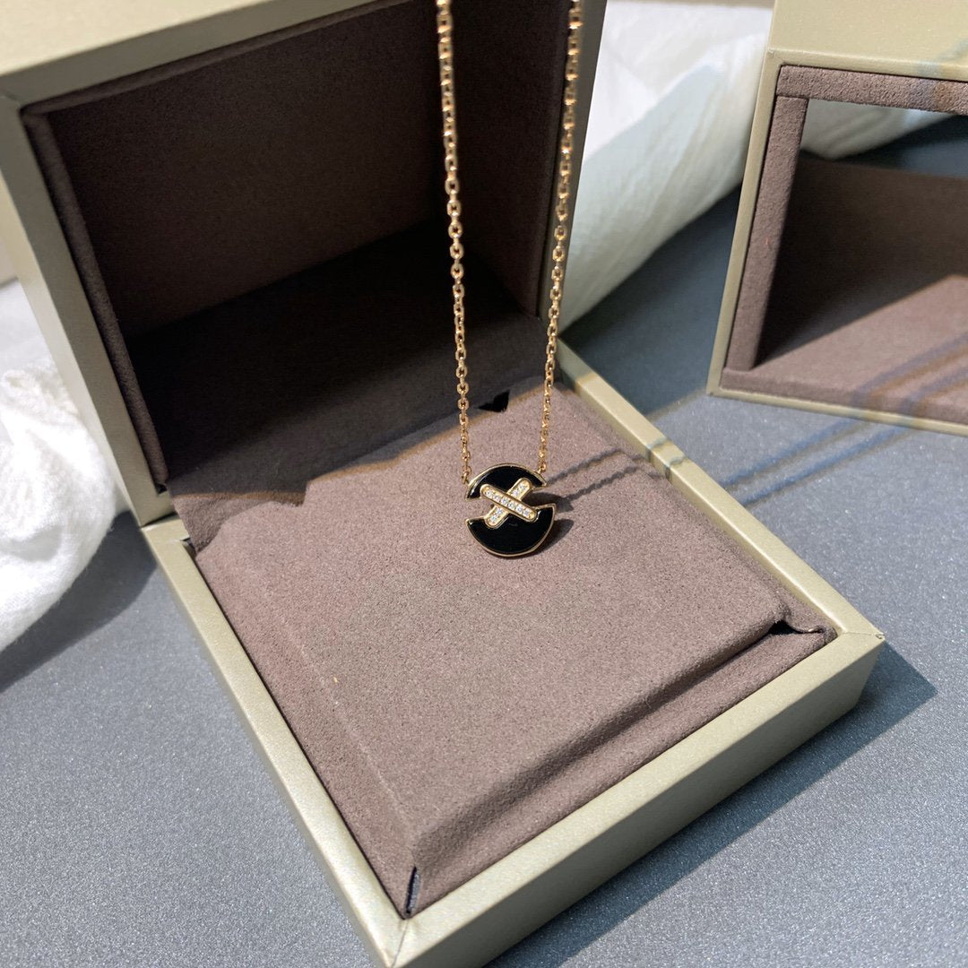 [⭐Sparkve]JEUX DE PINK GOLD DIAMOND NECKLACE
