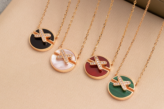 [⭐Sparkve]JEUX DE PINK GOLD DIAMOND NECKLACE