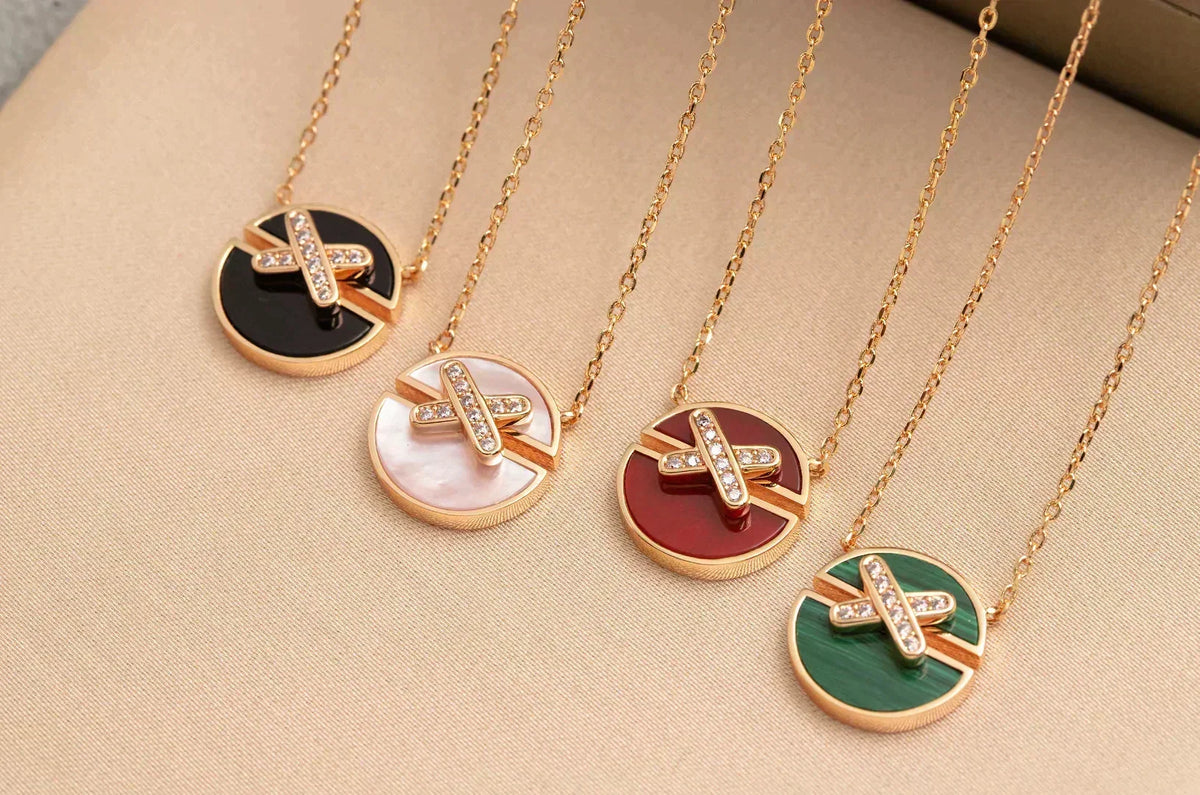 [⭐Sparkve]JEUX DE ROSE GOLD DIAMOND NECKLACE