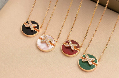 [⭐Sparkve]JEUX DE ROSE GOLD DIAMOND NECKLACE