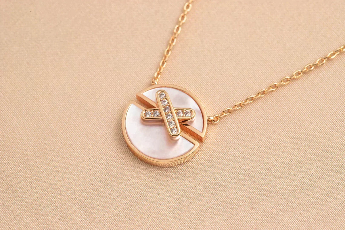 [⭐Sparkve]JEUX DE ROSE GOLD DIAMOND NECKLACE