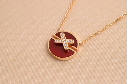 [⭐Sparkve]JEUX DE PINK GOLD DIAMOND NECKLACE