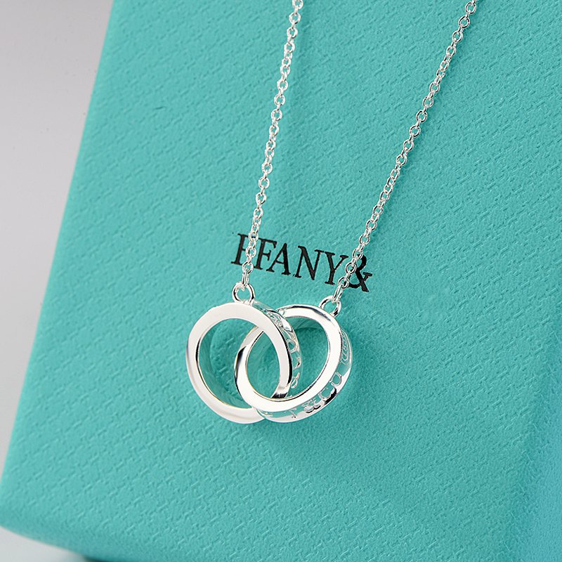 [⭐Sparkve Jewels]NECKLACE FEMALE DOUBLE RING DOUBLE CIRCLE COUPLE PENDANT