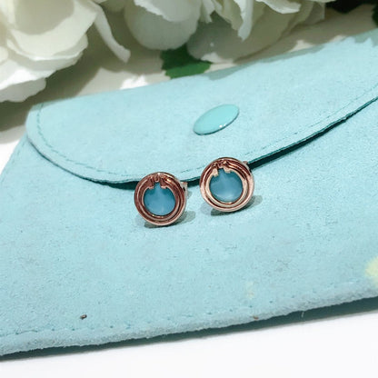 [⭐Sparkve Jewels]TURQUOISE CIRCLE WHITE GOLD EARRINGS