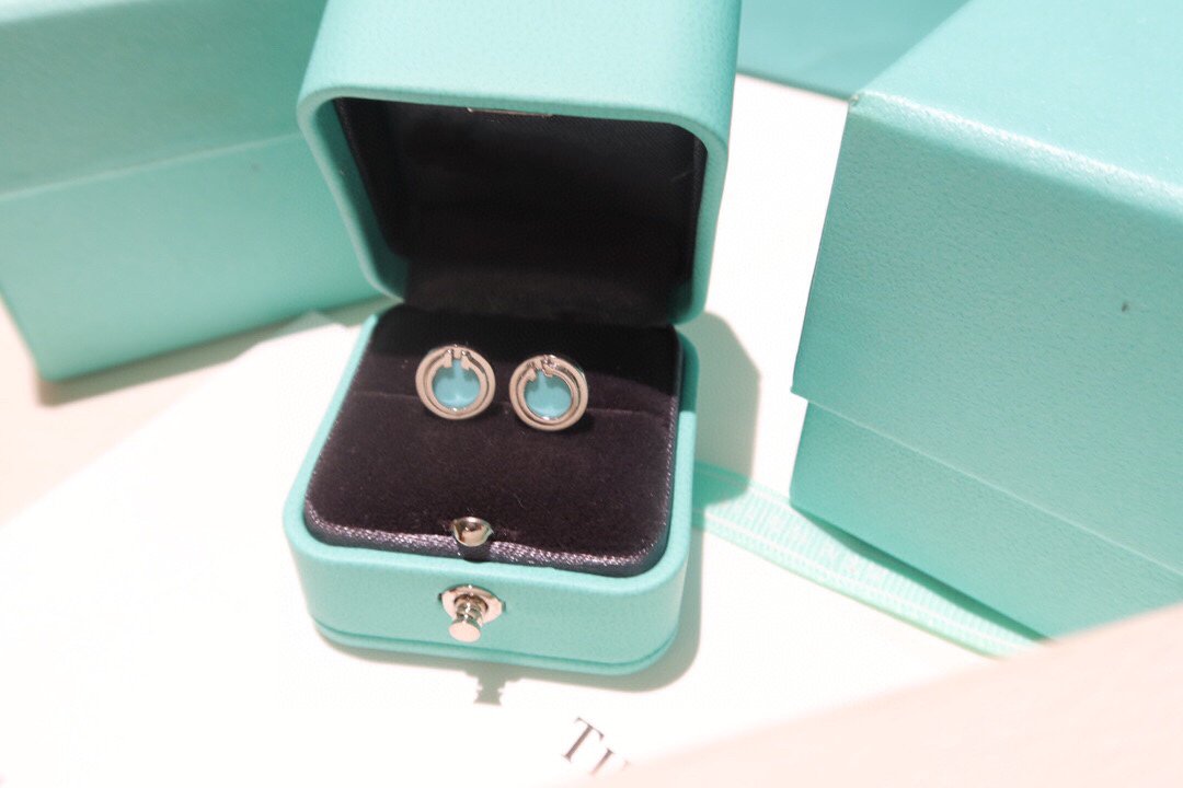 [⭐Sparkve Jewels]TURQUOISE CIRCLE WHITE GOLD EARRINGS