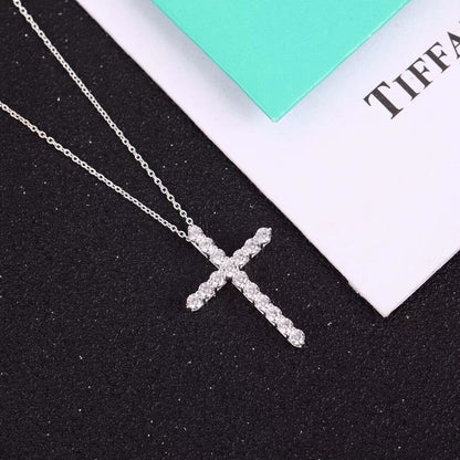 [⭐Sparkve Jewels]MOISSANITE STONE CROSS PENDANT NECKLACE SIMULATED DIAMOND CROSS CHOKER