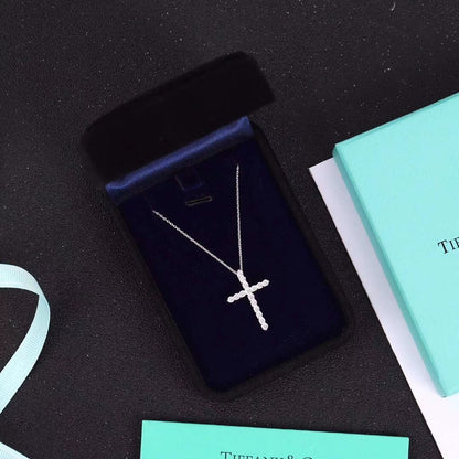 [⭐Sparkve Jewels]MOISSANITE STONE CROSS PENDANT NECKLACE SIMULATED DIAMOND CROSS CHOKER
