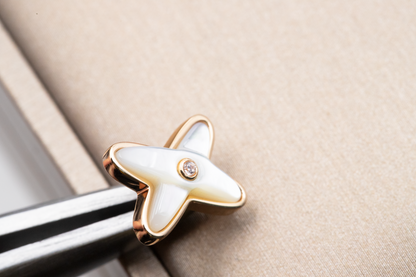 [⭐Sparkve]JEUX DE WHITE MOP PINK GOLD DIAMOND EARRINGS