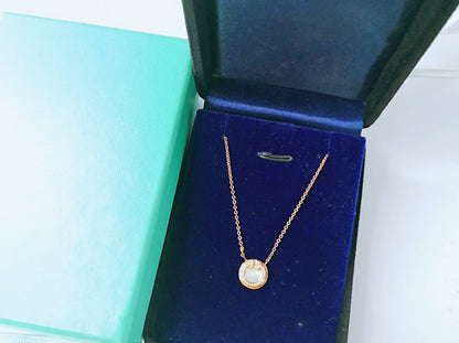 [⭐Sparkve Jewels]DIAMOND AND MOTHER PEARL CIRCLE NECKLACE PENDANT