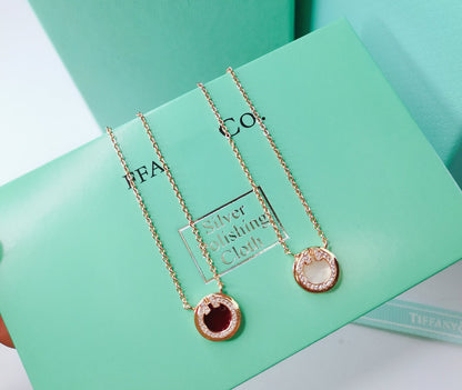 [⭐Sparkve Jewels]DIAMOND AND MOTHER PEARL CIRCLE NECKLACE PENDANT