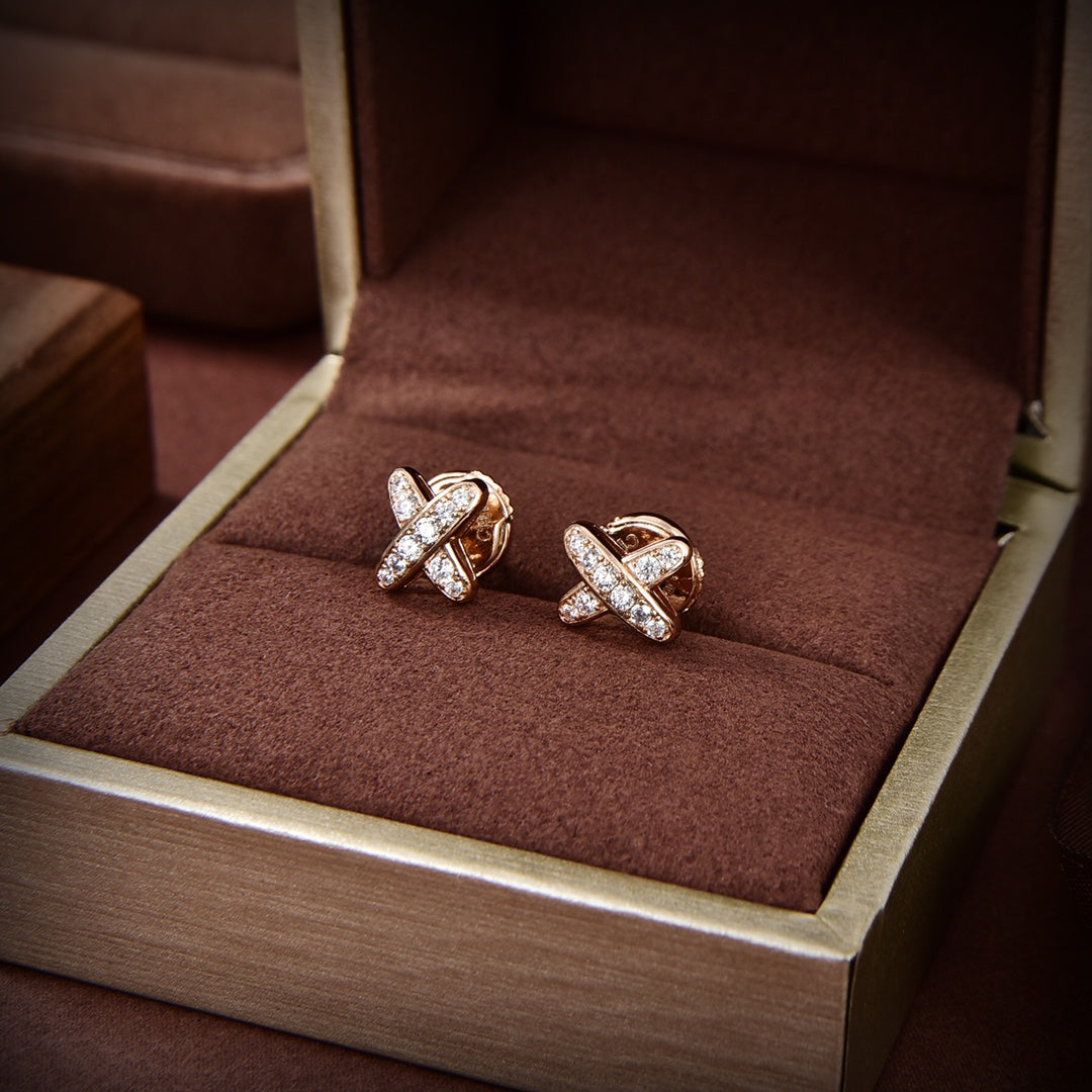 [⭐Sparkve]JEUX DE GOLD DIAMOND EARRINGS