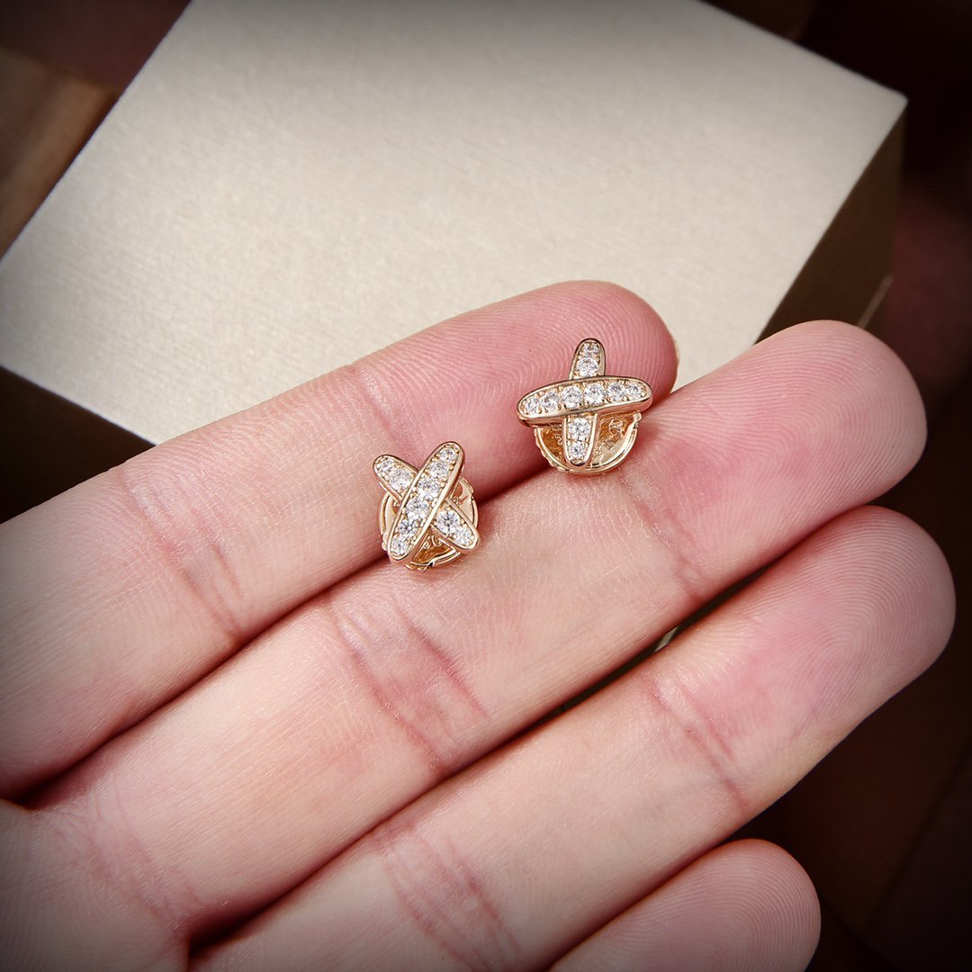 [⭐Sparkve]JEUX DE GOLD DIAMOND EARRINGS