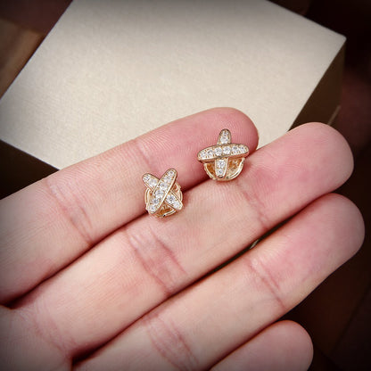 [⭐Sparkve]JEUX DE GOLD DIAMOND EARRINGS