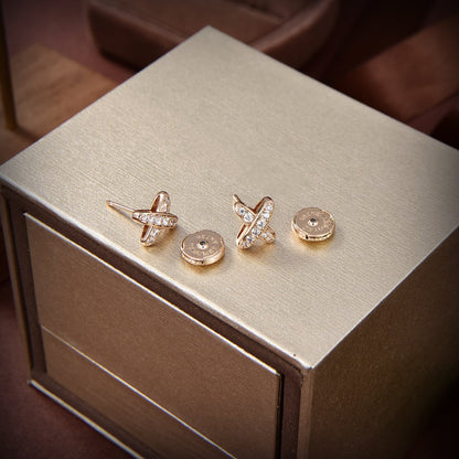 [⭐Sparkve]JEUX DE GOLD DIAMOND EARRINGS
