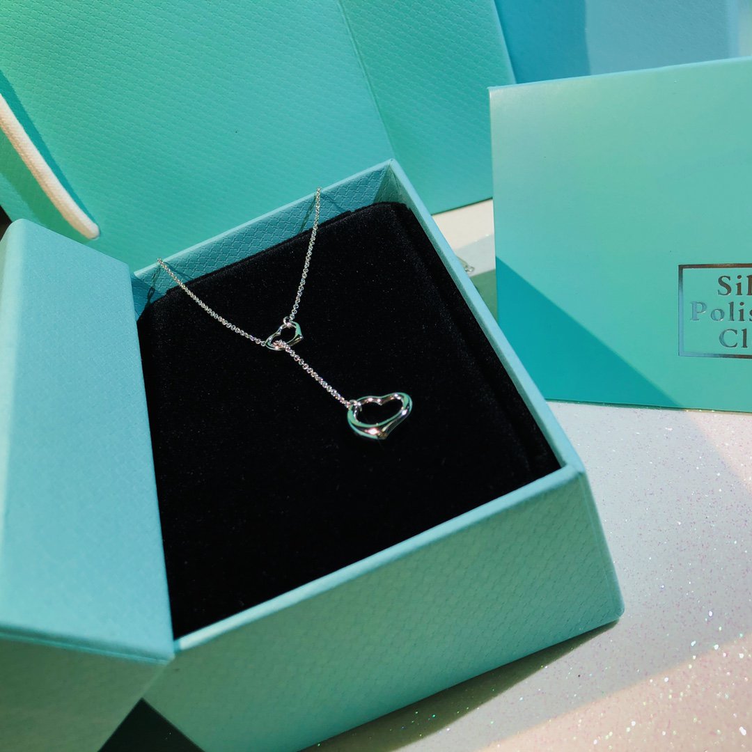 [⭐Sparkve Jewels]OPEN HEART LARIAT NECKLACE SILVER