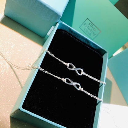 [⭐Sparkve Jewels]SILVER INFINITY DOUBLE CHAIN NECKLACE