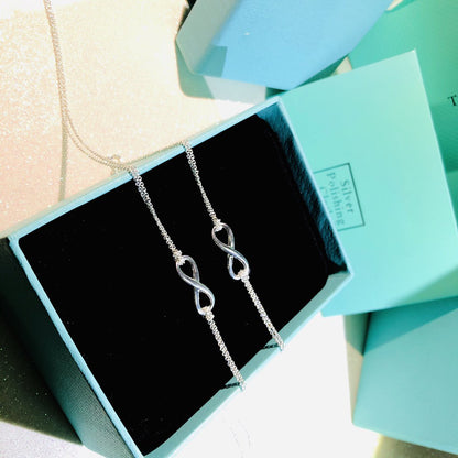 [⭐Sparkve Jewels]SILVER INFINITY DOUBLE CHAIN NECKLACE