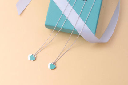 [⭐Sparkve Jewels]DOUBLE HEART TAG PENDANT SILVER MINI NECKLACE