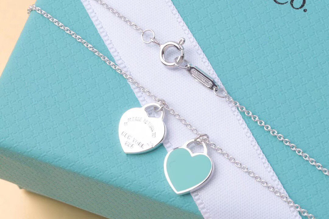 [⭐Sparkve Jewels]DOUBLE HEART TAG PENDANT SILVER MINI NECKLACE