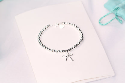 [⭐Sparkve Jewels]STERLING SILVER BOW BEAD BRACELET