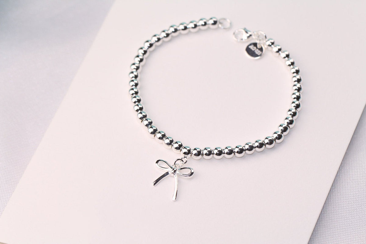 [⭐Sparkve Jewels]STERLING SILVER BOW BEAD BRACELET