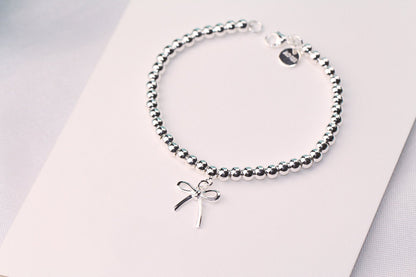 [⭐Sparkve Jewels]STERLING SILVER BOW BEAD BRACELET