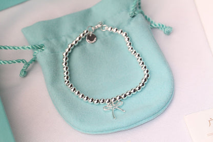 [⭐Sparkve Jewels]STERLING SILVER BOW BEAD BRACELET