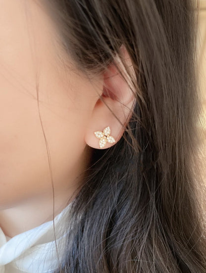 [⭐Sparkve]STAR BLOSSOM STUD EARRINGS PINK GOLD DIAMONDS