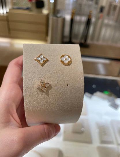 [⭐Sparkve]STAR BLOSSOM STUD EARRINGS PINK GOLD DIAMONDS