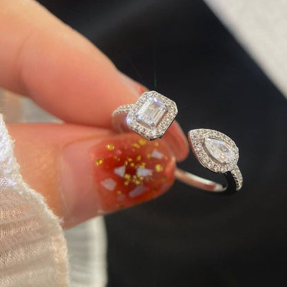 [⭐Sparkve]MY TWIN TOI & MOI SILVER DIAMOND RING