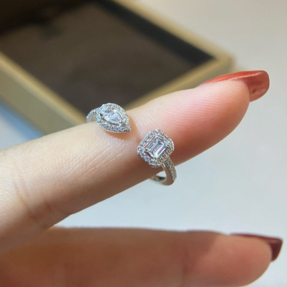 [⭐Sparkve]MY TWIN TOI & MOI SILVER DIAMOND RING