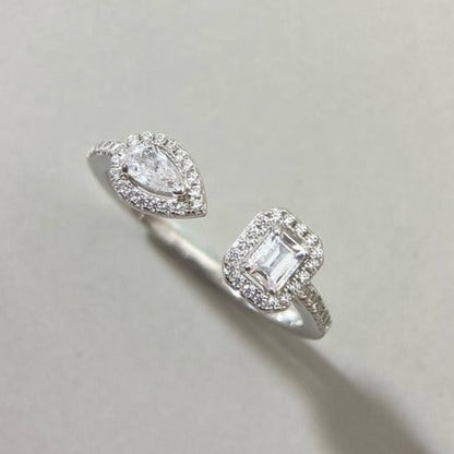 [⭐Sparkve]MY TWIN TOI & MOI SILVER DIAMOND RING