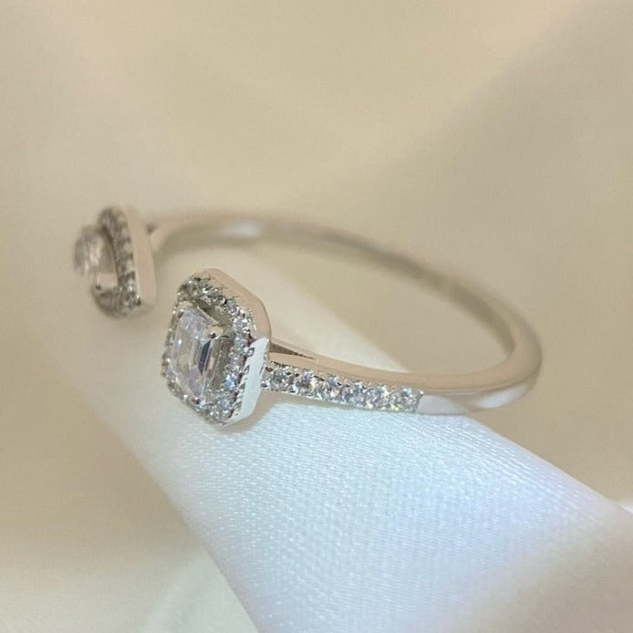 [⭐Sparkve]MY TWIN TOI & MOI SILVER DIAMOND RING