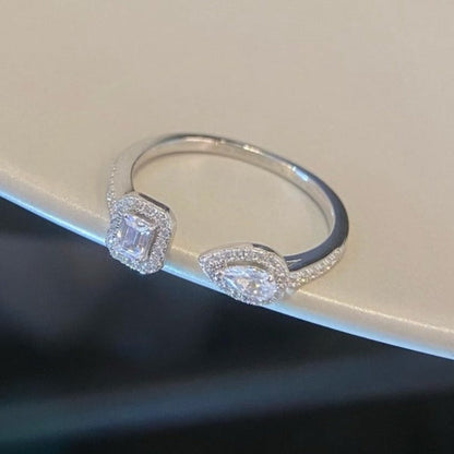 [⭐Sparkve]MY TWIN TOI & MOI SILVER DIAMOND RING