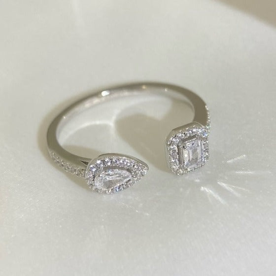 [⭐Sparkve]MY TWIN TOI & MOI SILVER DIAMOND RING