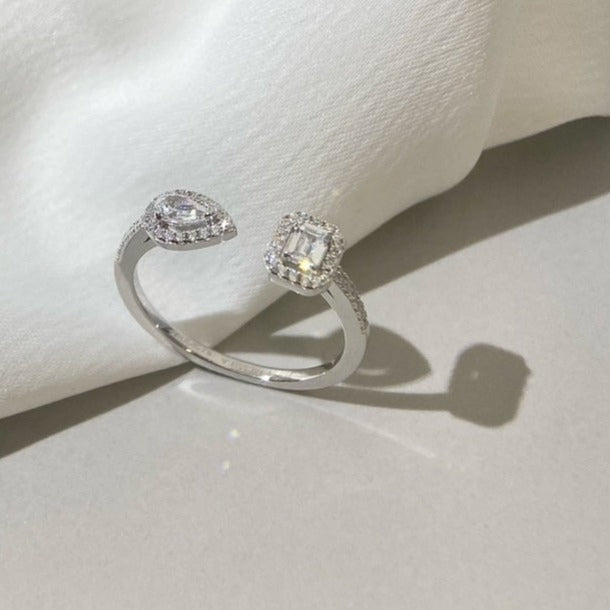 [⭐Sparkve]MY TWIN TOI & MOI SILVER DIAMOND RING