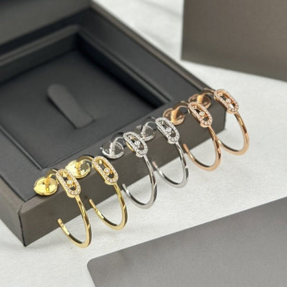 [⭐Sparkve]CREOLES MOVE UNO PM DIAMOND EARRINGS