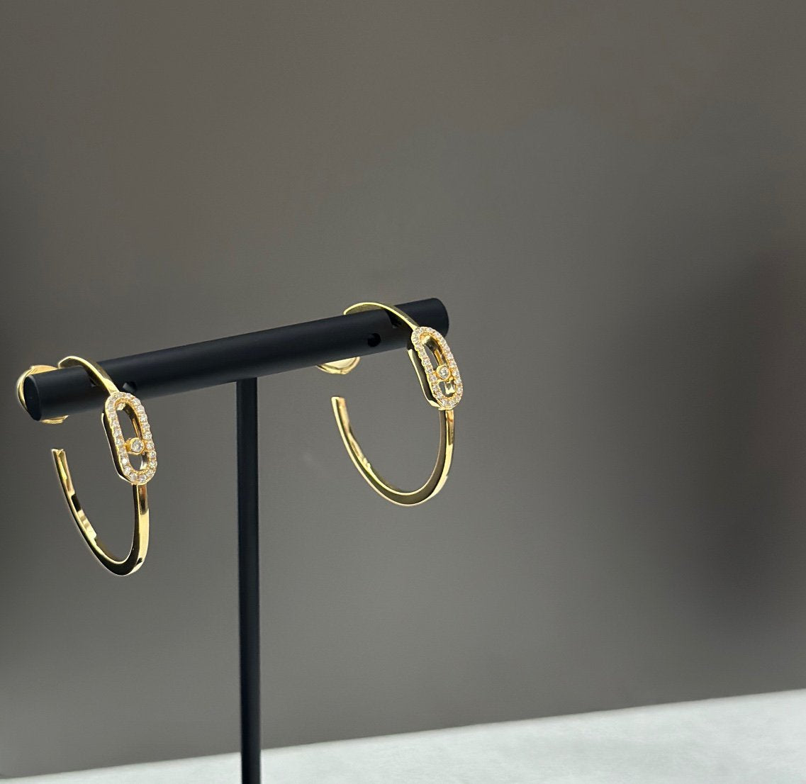 [⭐Sparkve]CREOLES MOVE UNO PM DIAMOND EARRINGS