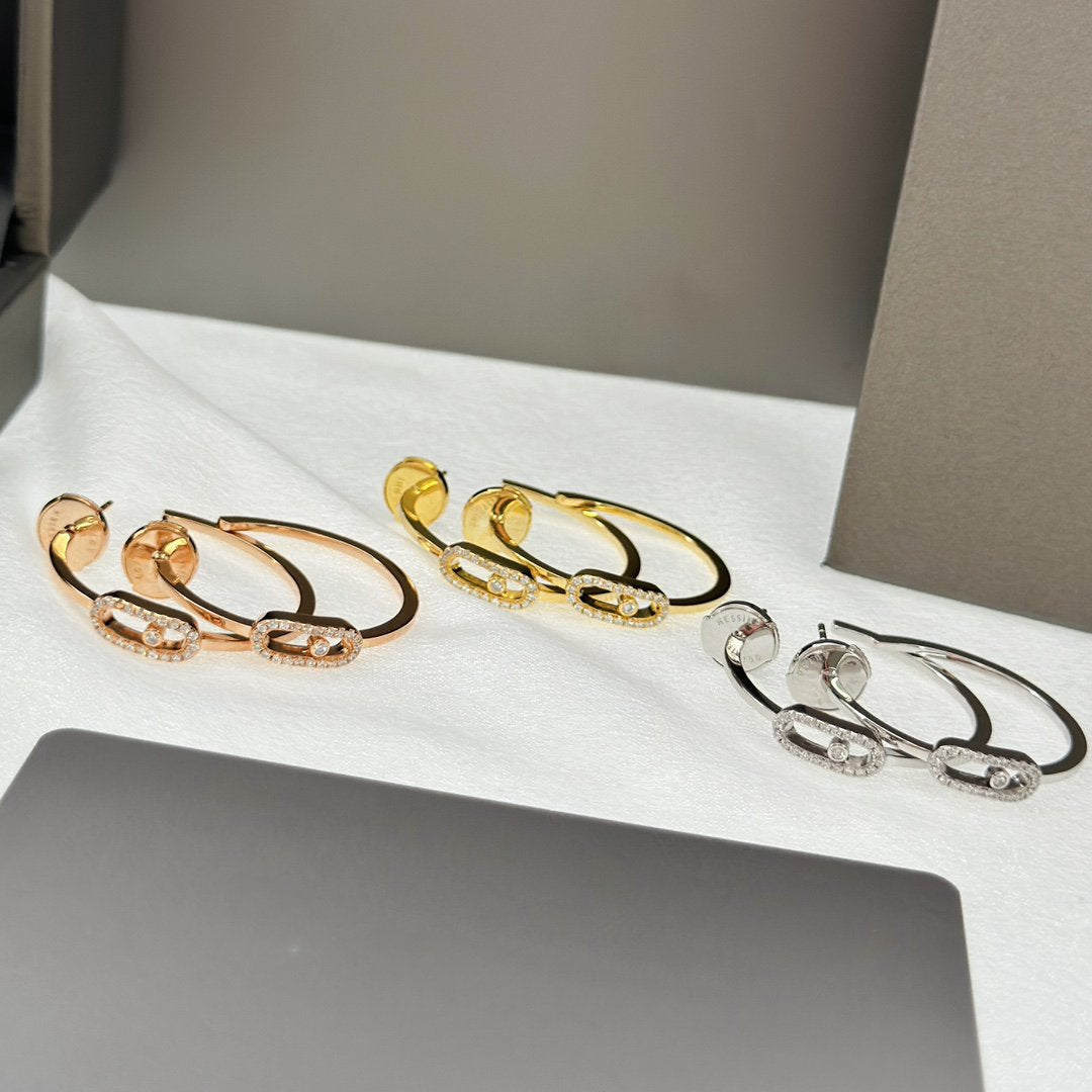 [⭐Sparkve]CREOLES MOVE UNO PM DIAMOND EARRINGS