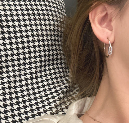 [⭐Sparkve]CREOLES MOVE UNO PM DIAMOND EARRINGS