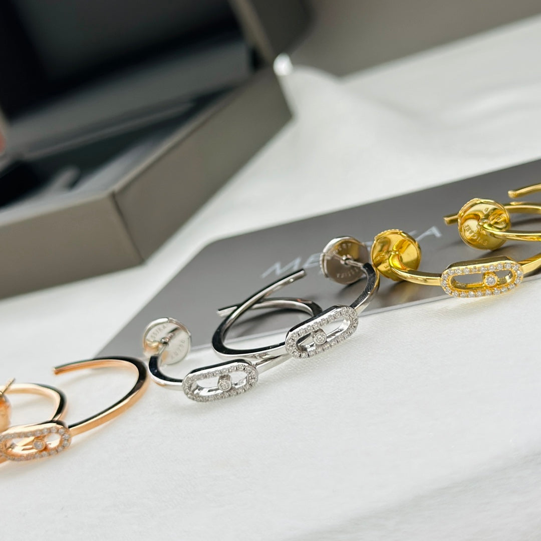 [⭐Sparkve]CREOLES MOVE UNO PM DIAMOND EARRINGS