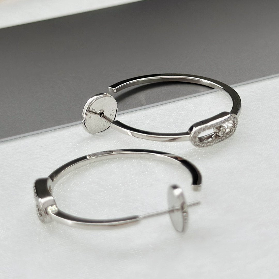 [⭐Sparkve]CREOLES MOVE UNO PM DIAMOND EARRINGS