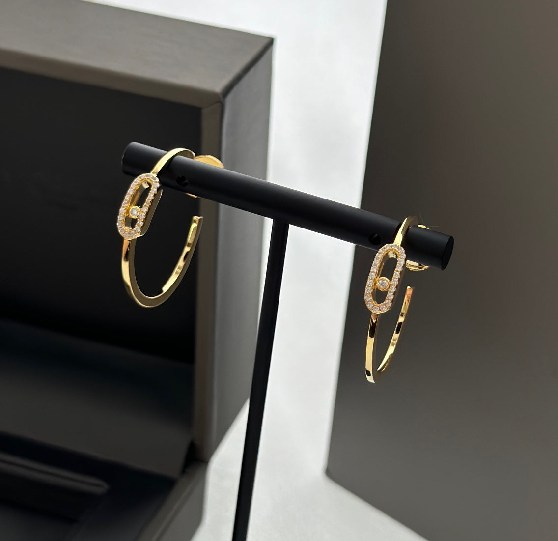 [⭐Sparkve]CREOLES MOVE UNO PM DIAMOND EARRINGS