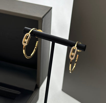 [⭐Sparkve]CREOLES MOVE UNO PM DIAMOND EARRINGS