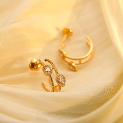 [⭐Sparkve]CREOLES MY TWIN 2 RANGS SILVER DIAMOND EARRINGS