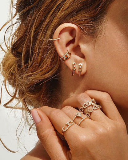 [⭐Sparkve]CREOLES MOVE UNO MINI 1 DIAMOND EARRINGS