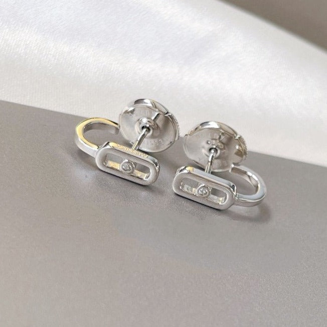 [⭐Sparkve]CREOLES MOVE UNO MINI 1 DIAMOND EARRINGS