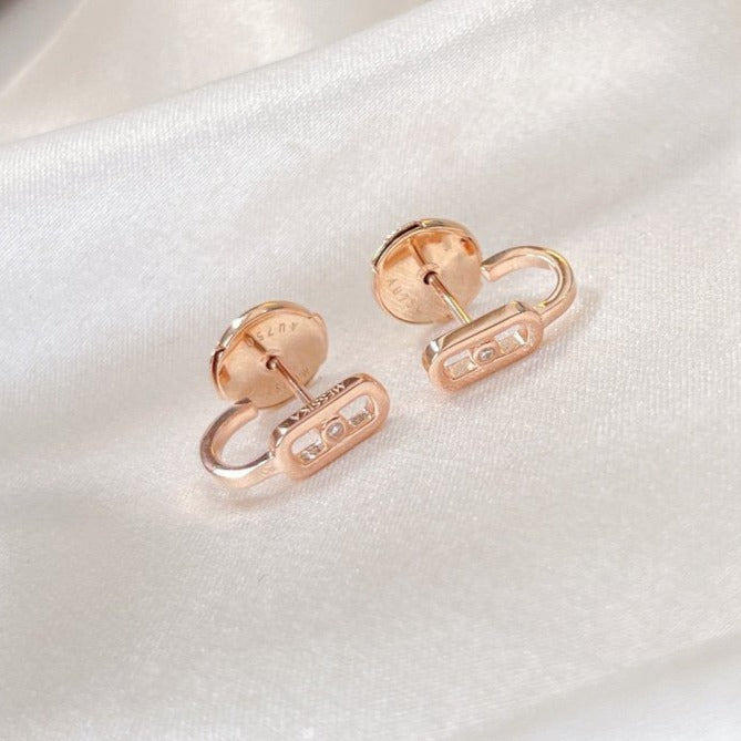 [⭐Sparkve]CREOLES MOVE UNO MINI 1 DIAMOND EARRINGS